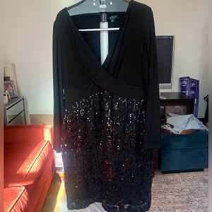 Ralph Lauren Plus size black sequin cocktail dress.